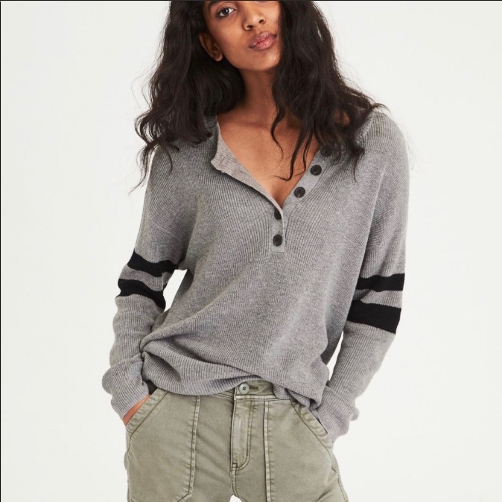 American Eagle Varsity Henley Sweater